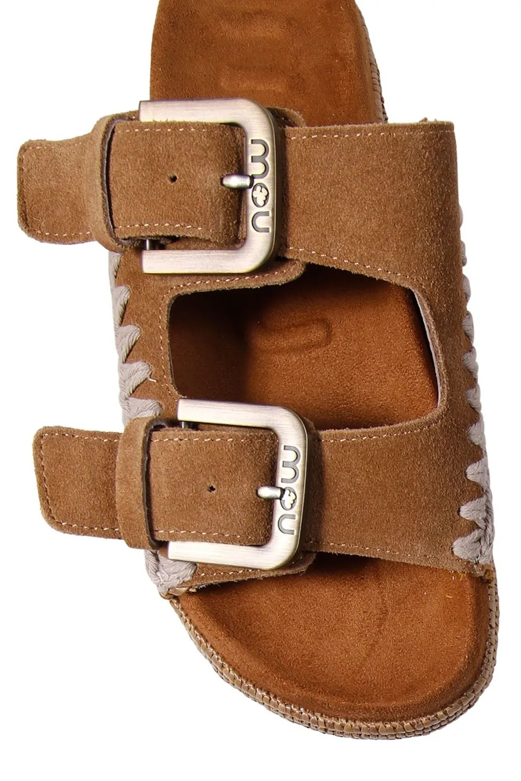 Mou Stitch Detail Two-Buckle Flat Sandals