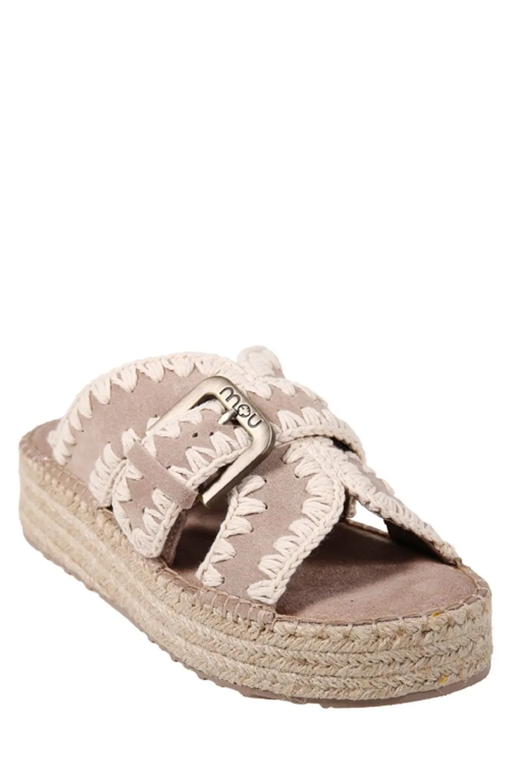 Mou Whipstitch Jute Platform Flat Sandals