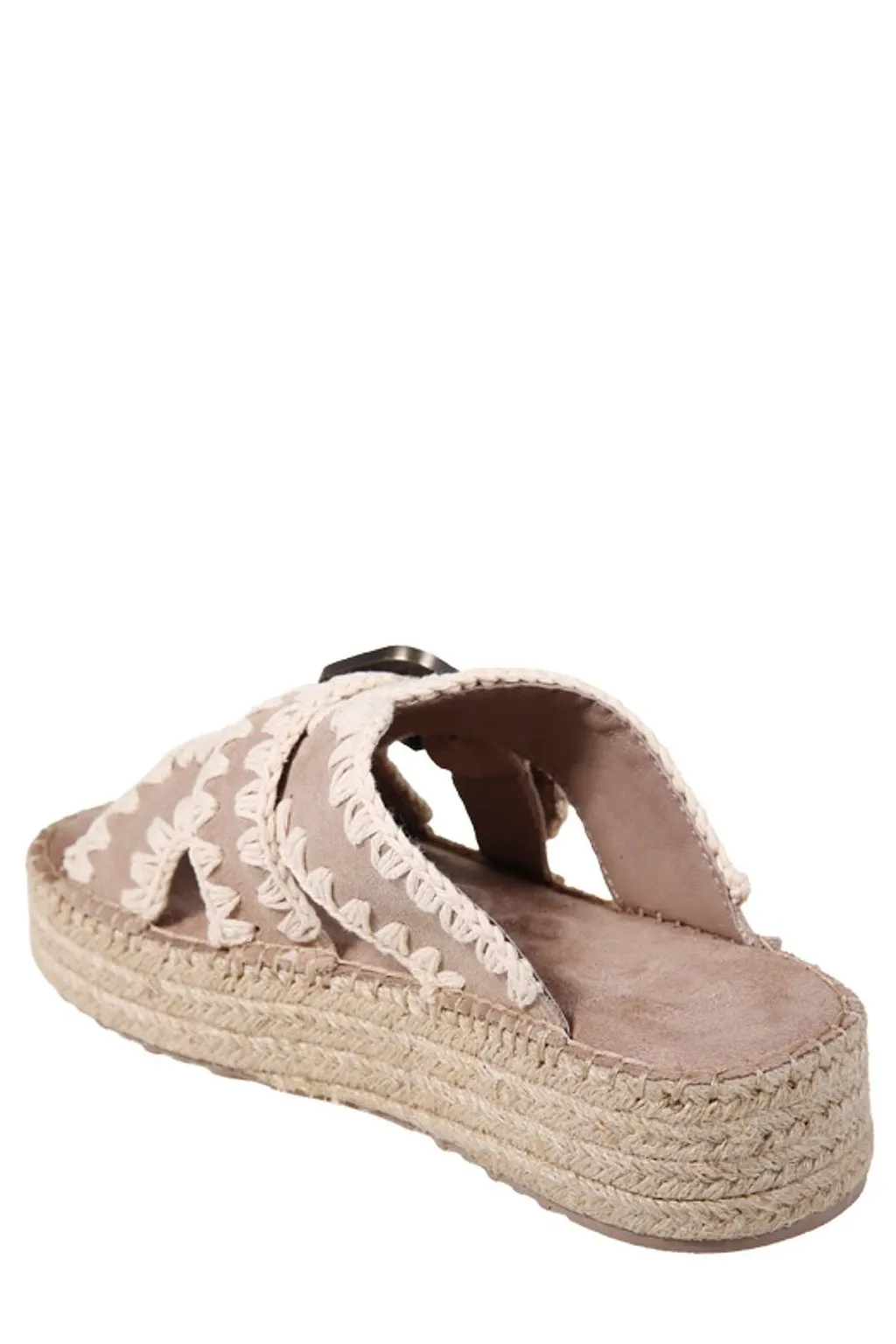 Mou Whipstitch Jute Platform Flat Sandals