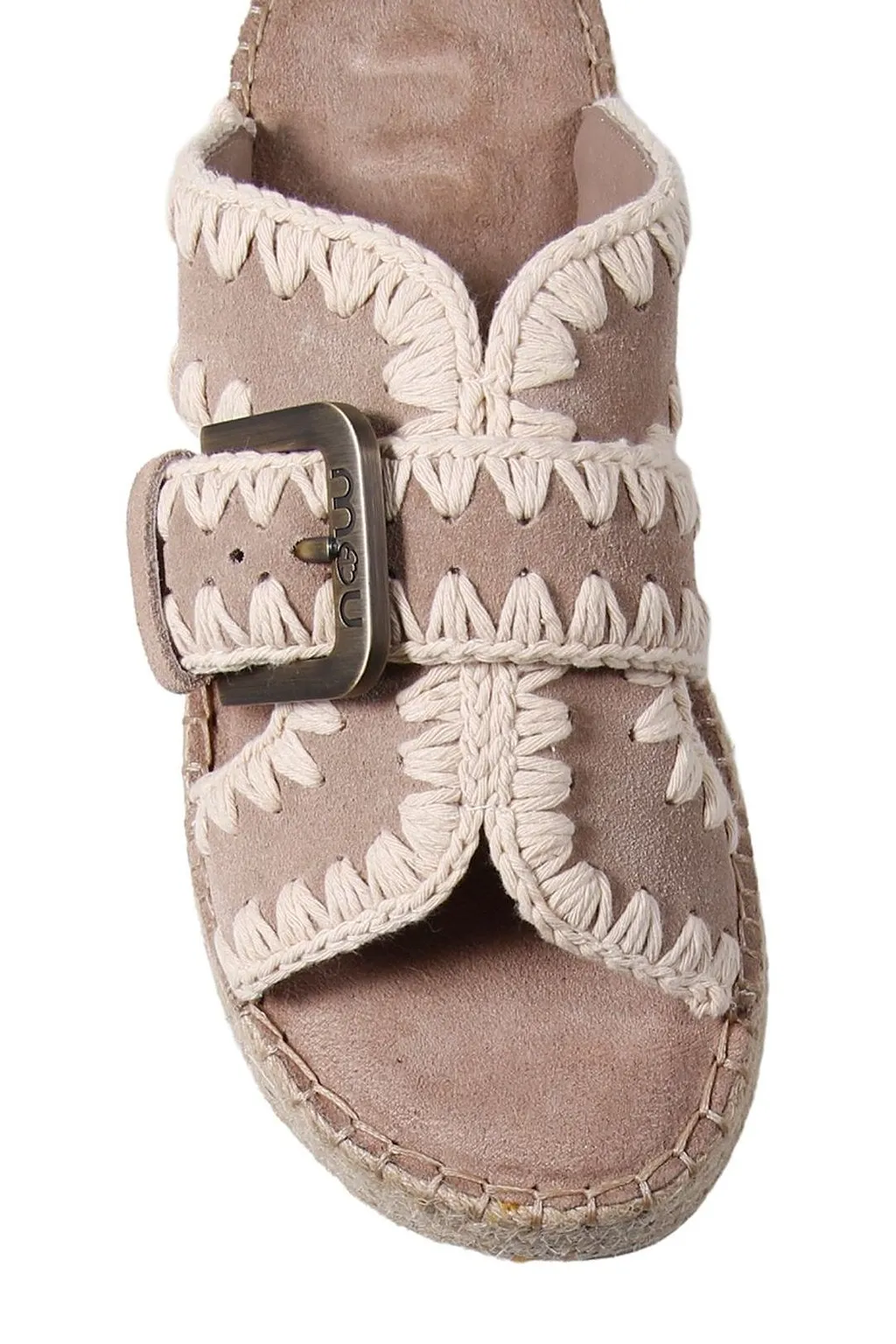 Mou Whipstitch Jute Platform Flat Sandals