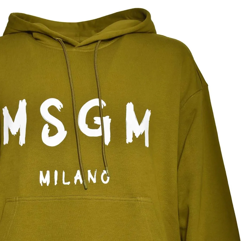 Msgm Logo Printed Drawstring Hoodie