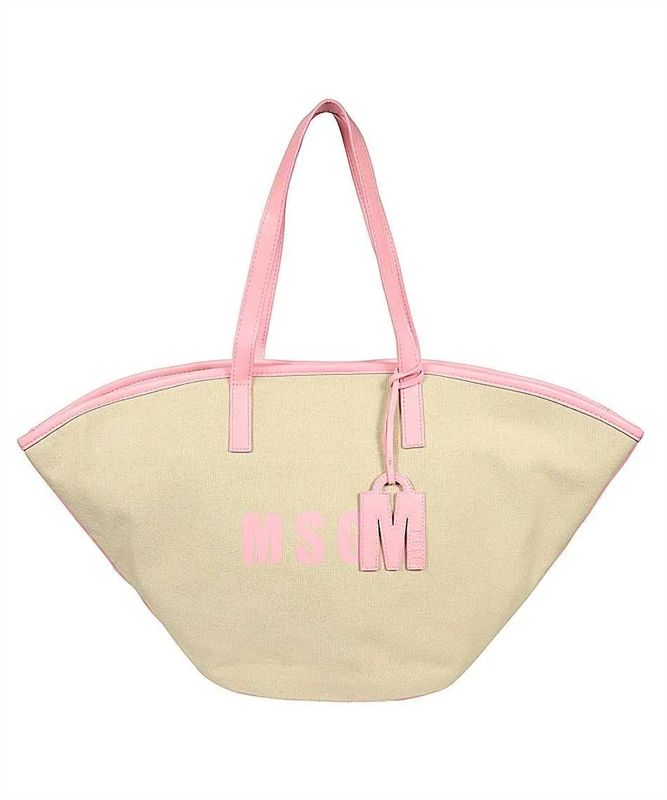 Msgm New Logo Printed Top Handle Bag