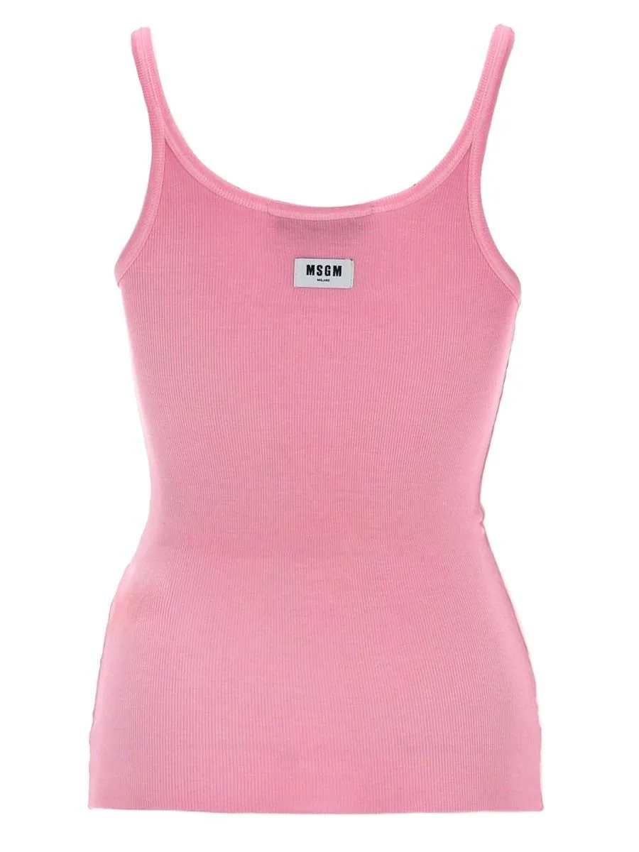 Msgm Ribbed Logo Tank Top