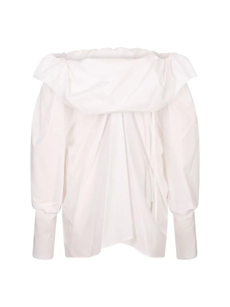 Ruffled-Neck Long-Sleeved Blouse