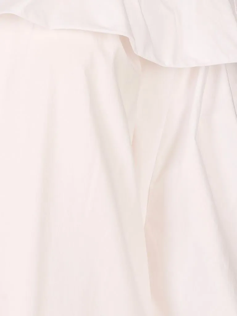 Ruffled-Neck Long-Sleeved Blouse