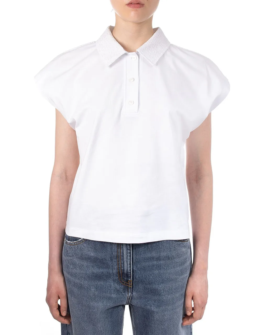 Msgm Short Sleeve Buttoned Polo Top