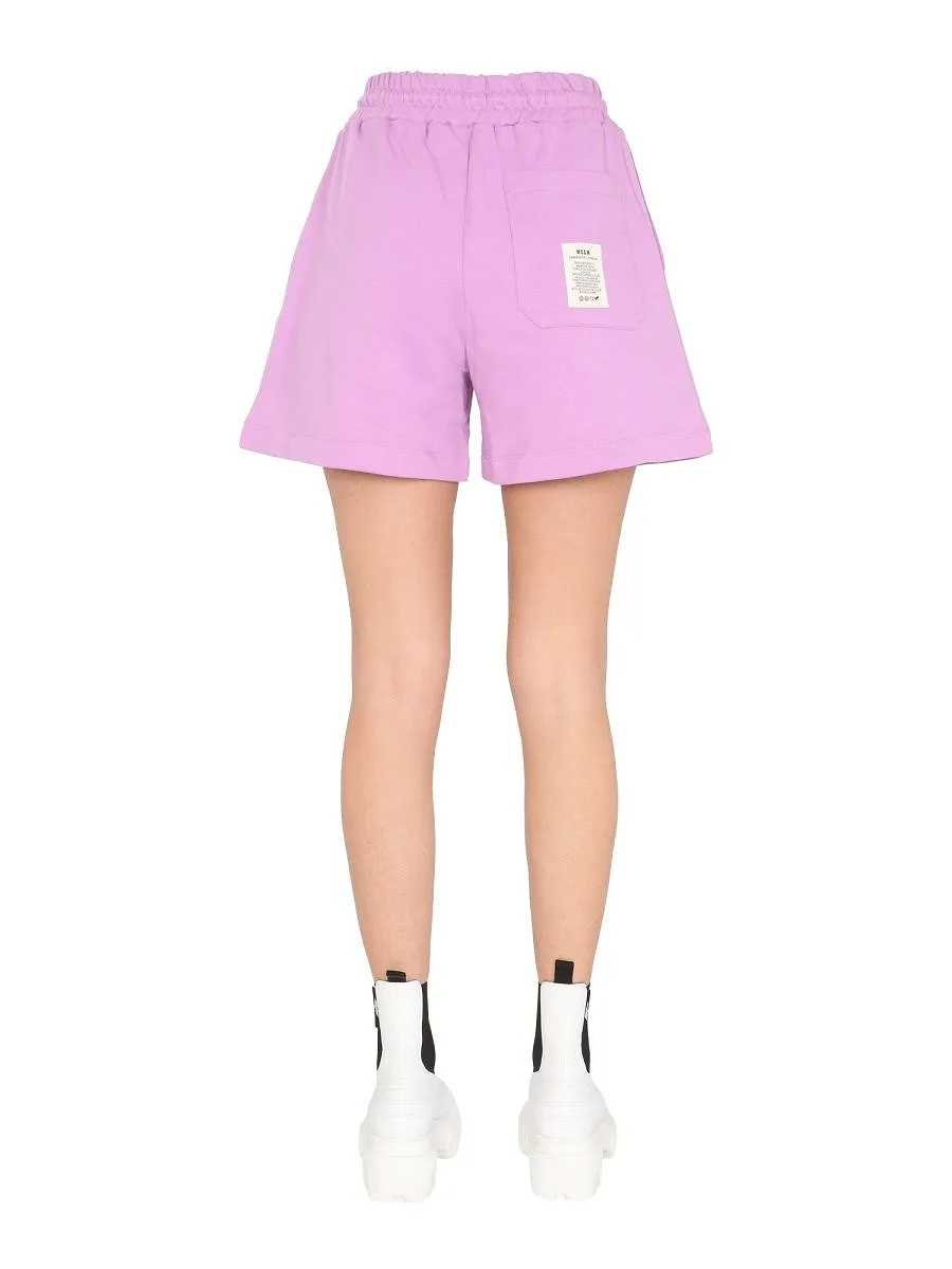 Msgm Slogan Print Drawstring Track Shorts