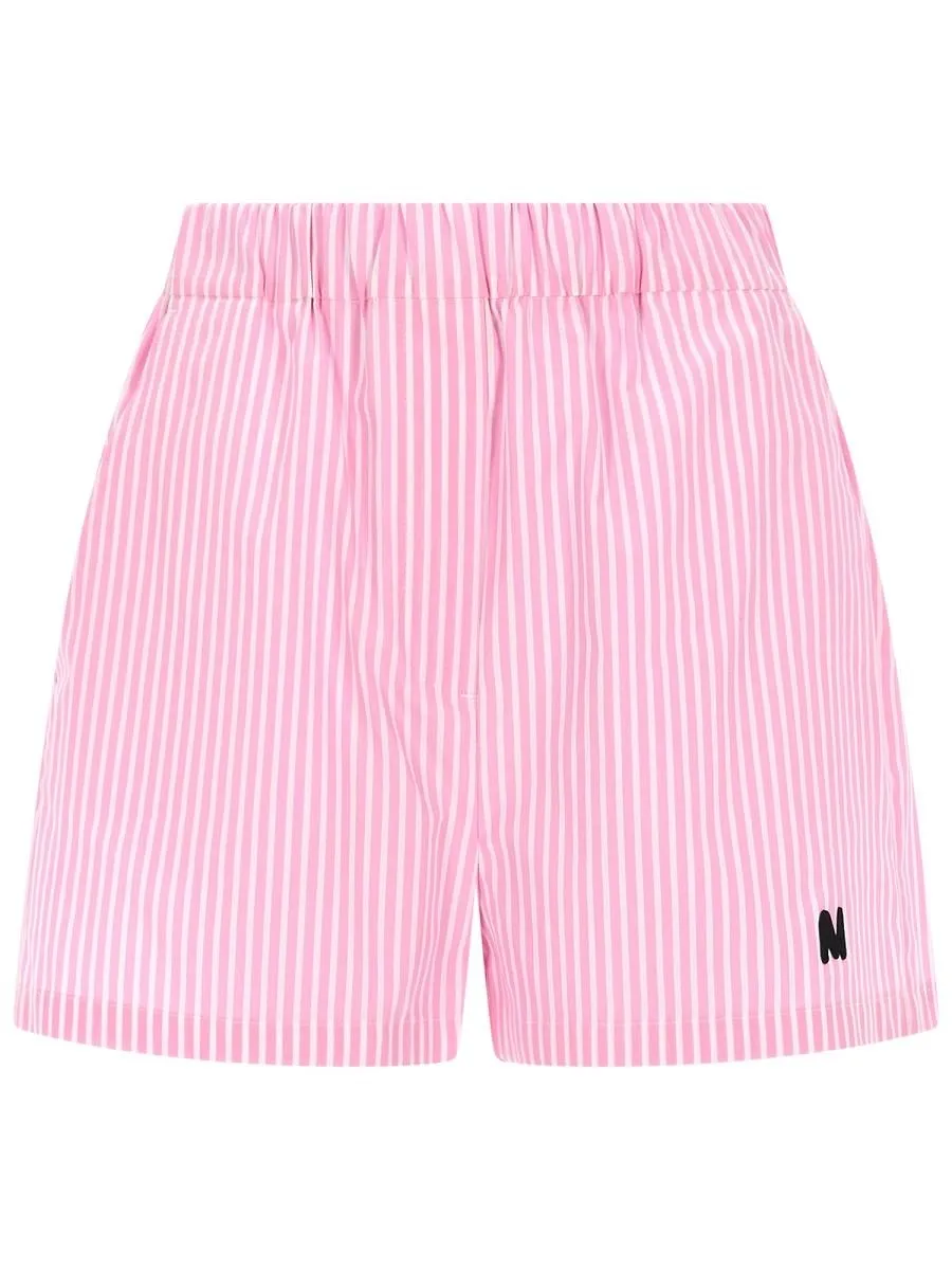 Msgm Striped Elastic-Waist Shorts