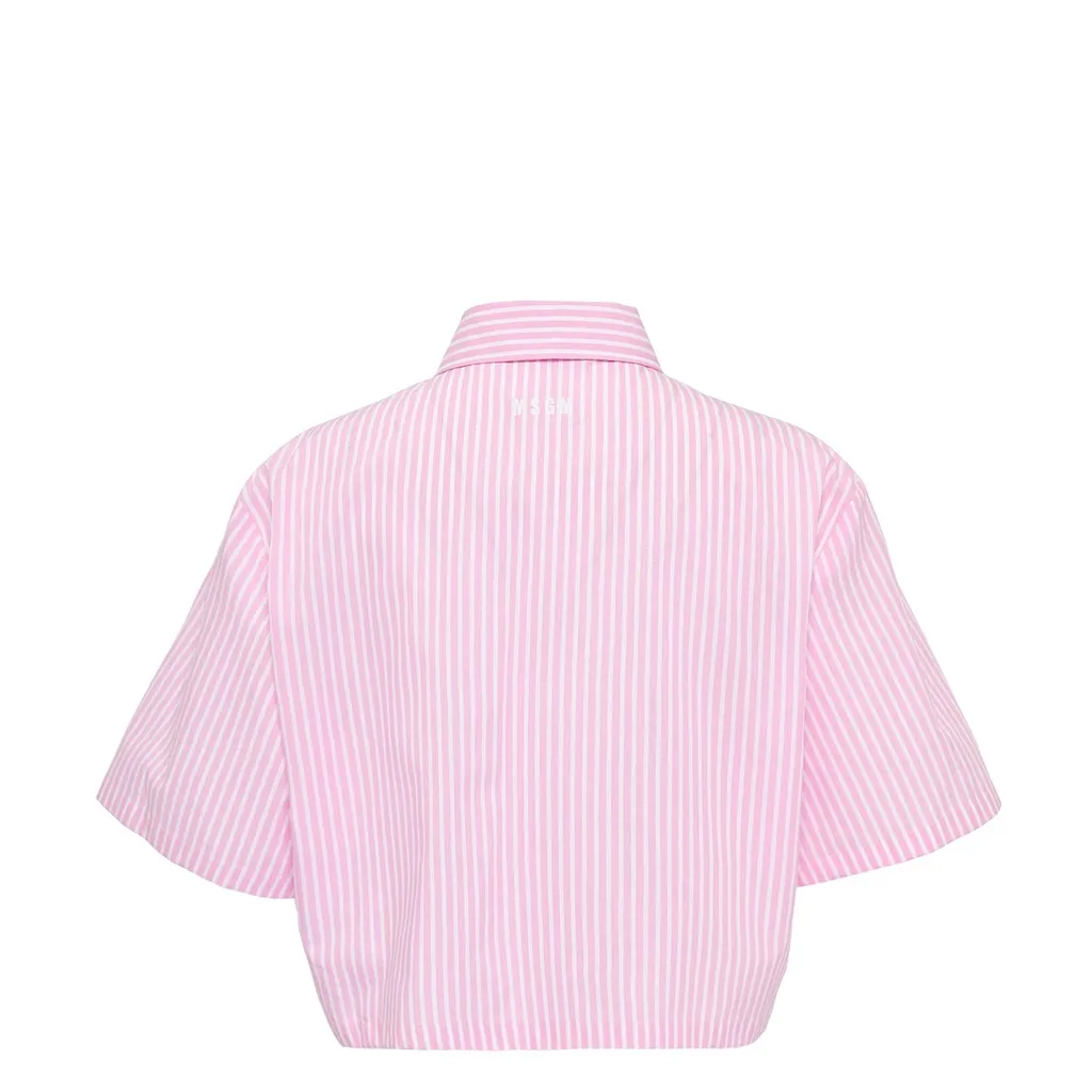 Msgm Striped Cropped Shirt