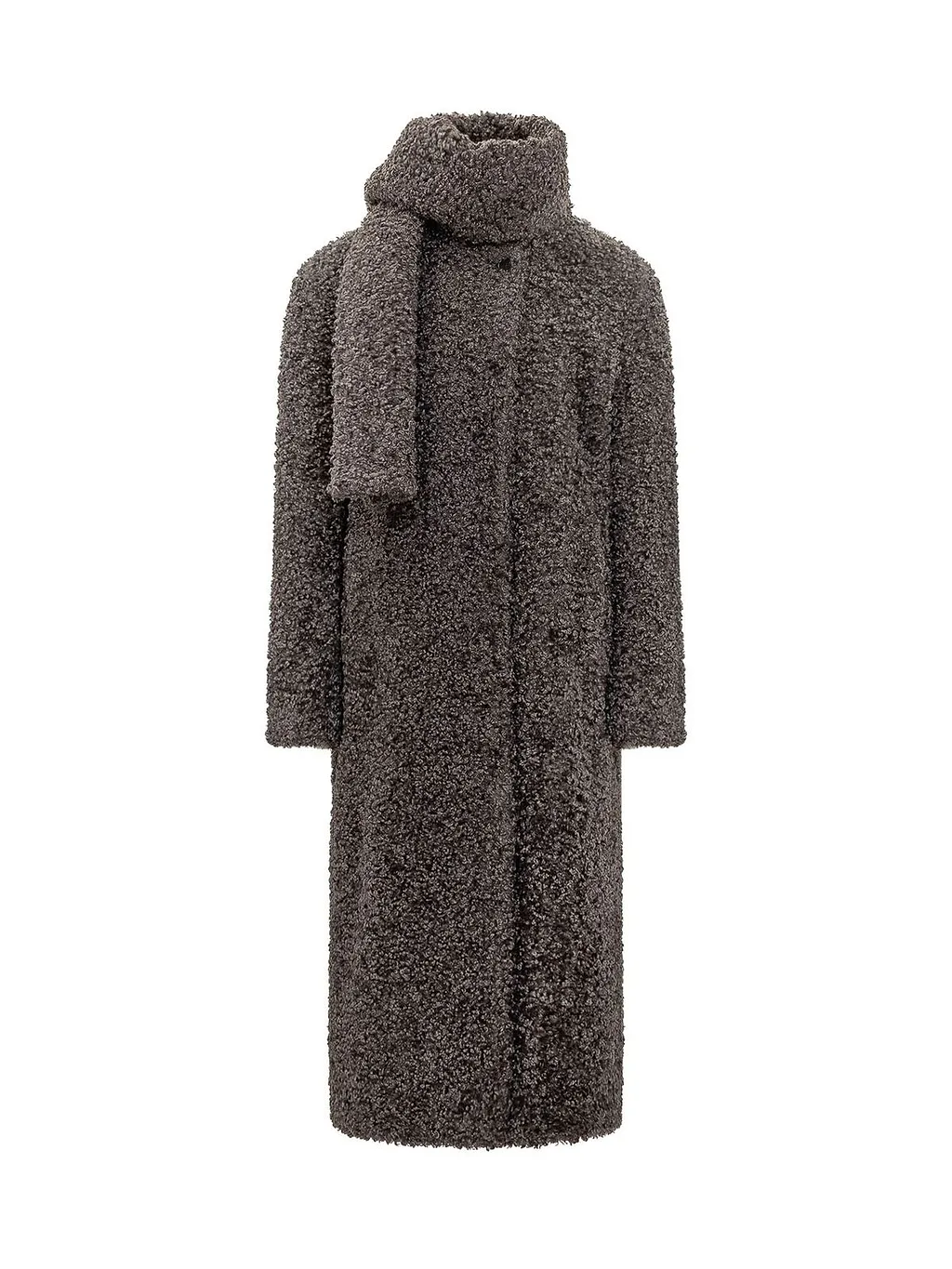 Msgm Textured Scarf-Detail Coat