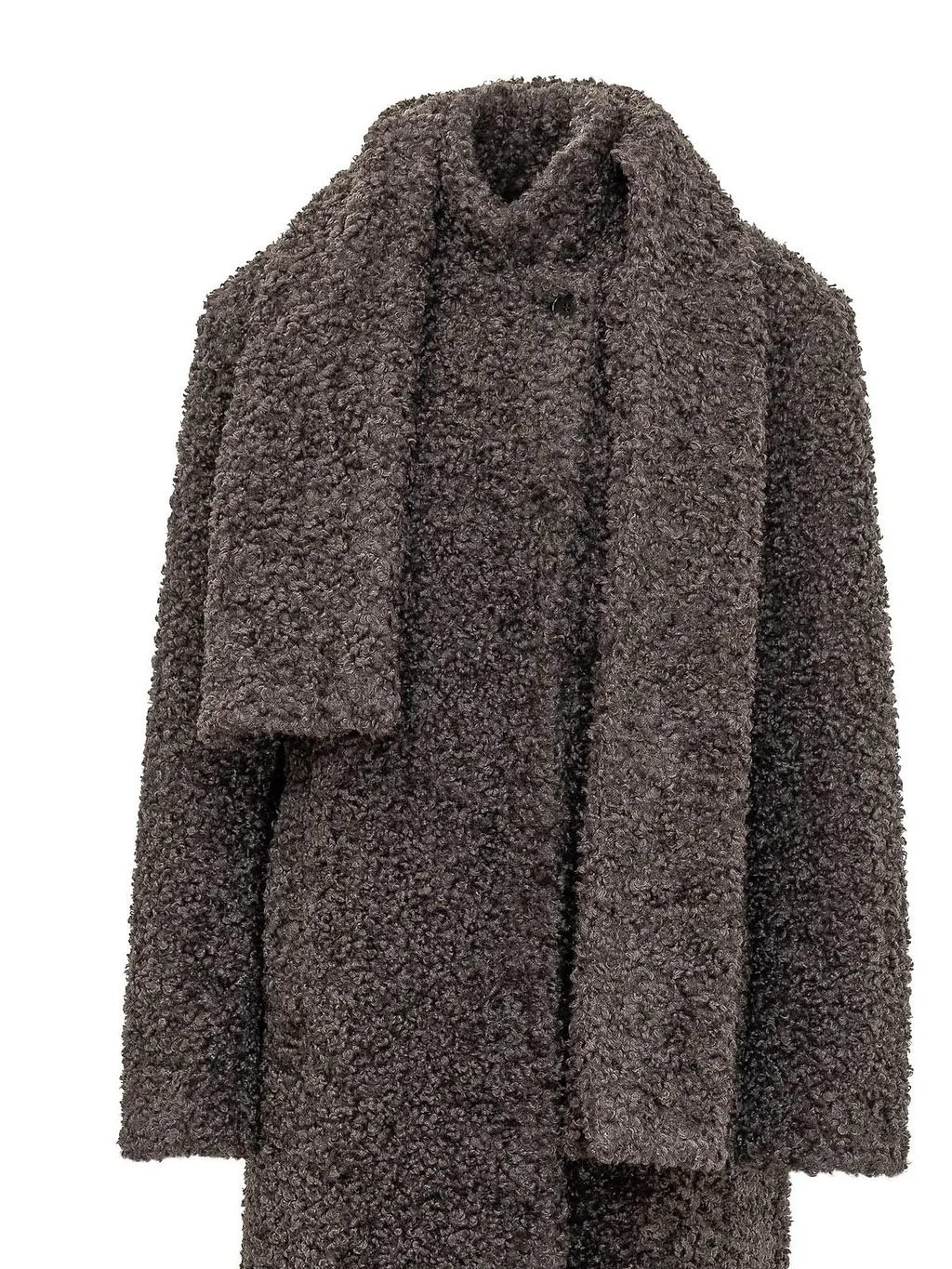 Msgm Textured Scarf-Detail Coat