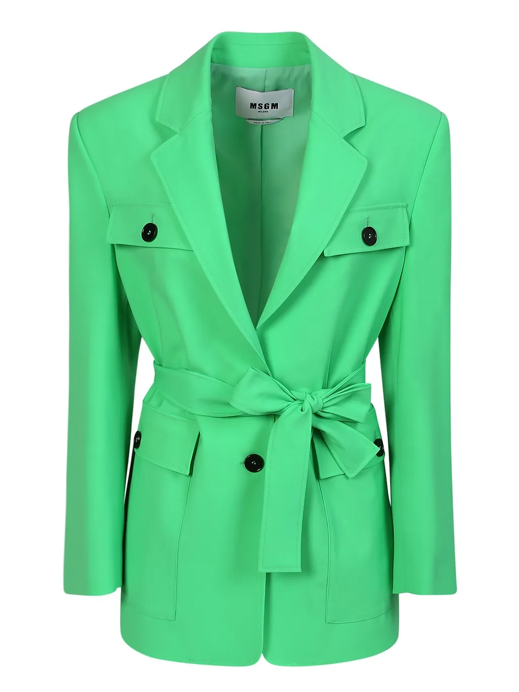 Msgm V-Neck Tie-Waisted Blazer