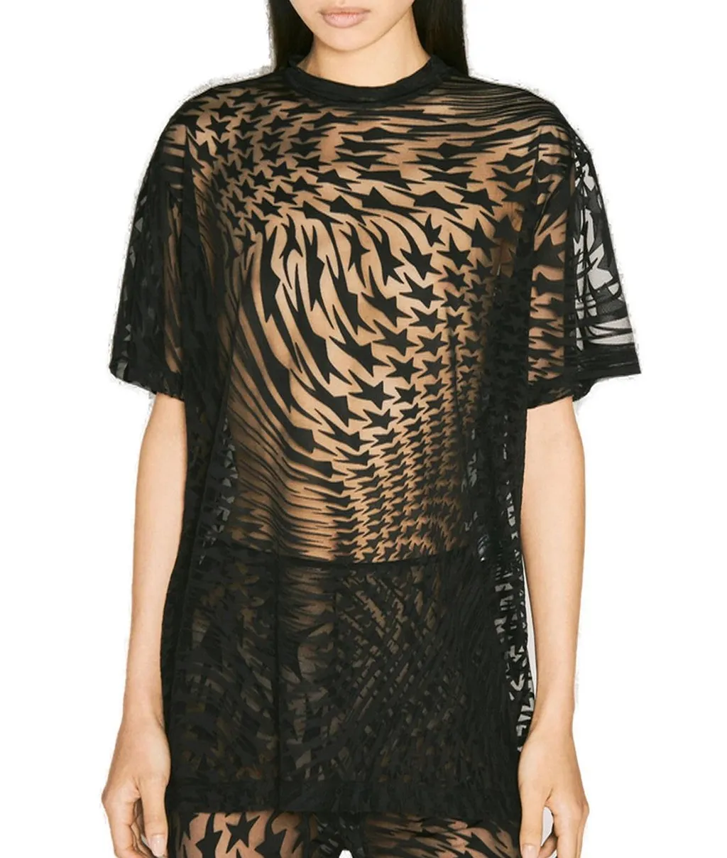 Mugler Flocked-Printed Crewneck T-Shirt