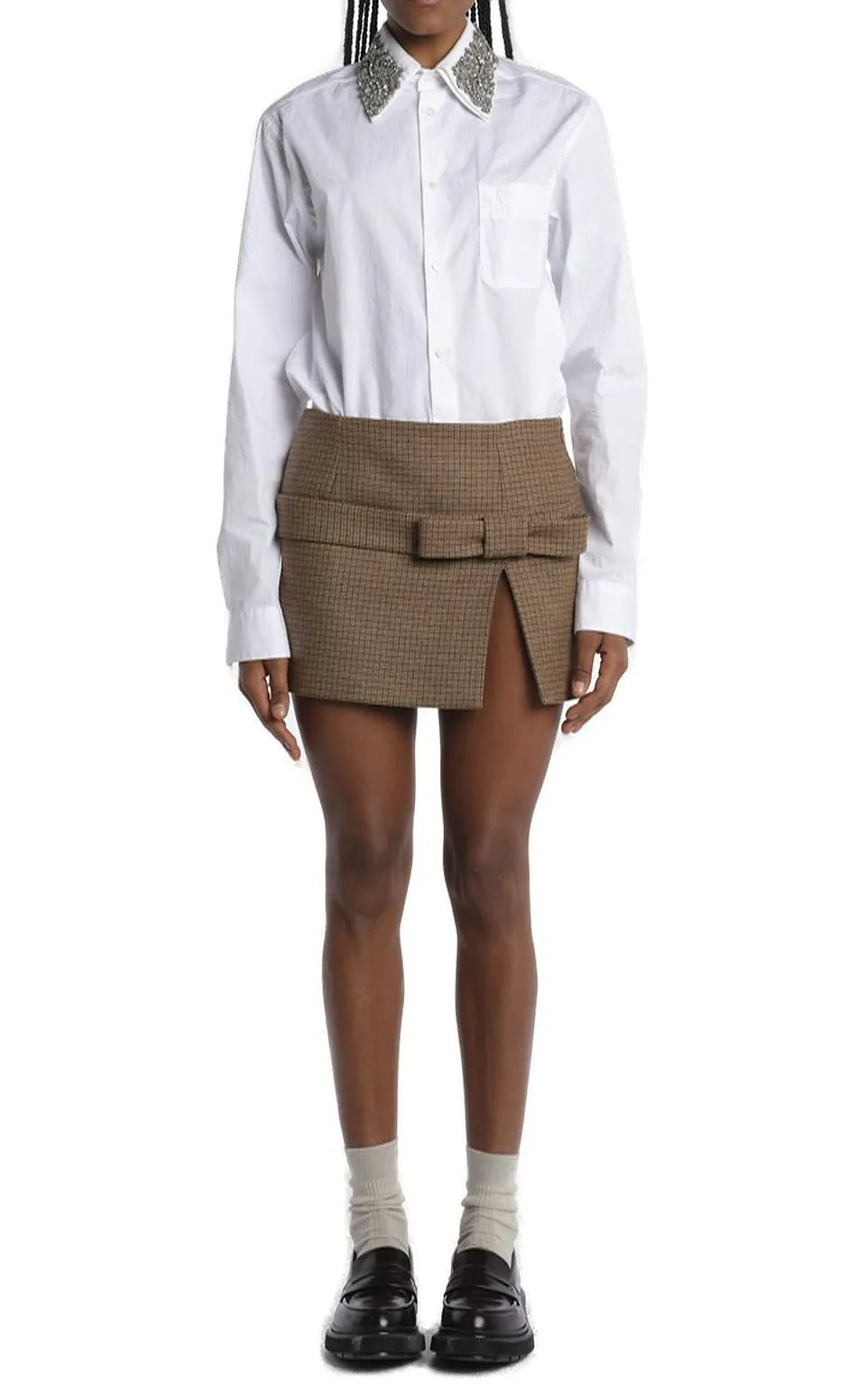 N°21 Plaid Check Slim Cut Mini Skirt