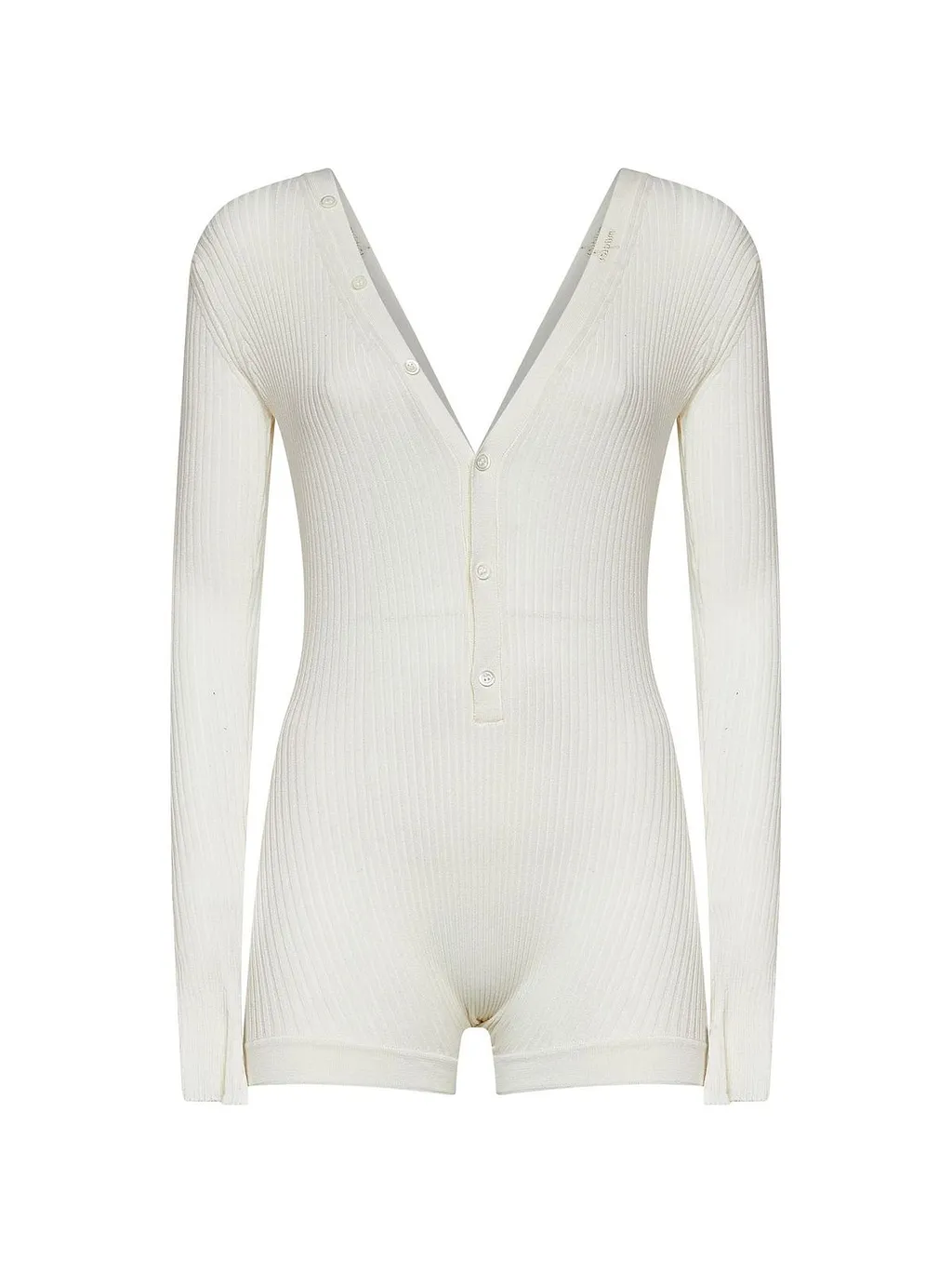 Mugler Long-Sleeved V-Neck Knitted Jumpsuit
