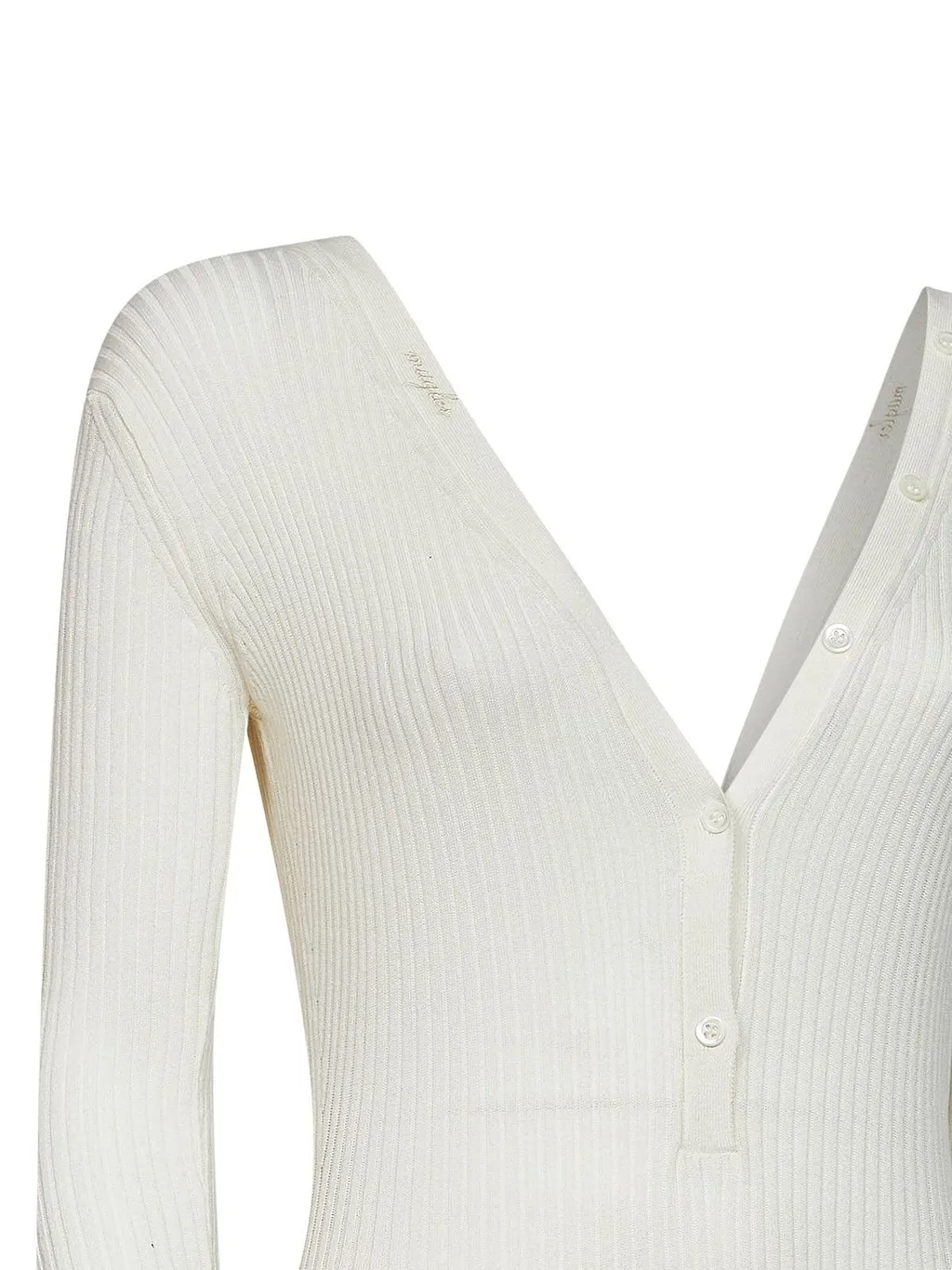 Mugler Long-Sleeved V-Neck Knitted Jumpsuit
