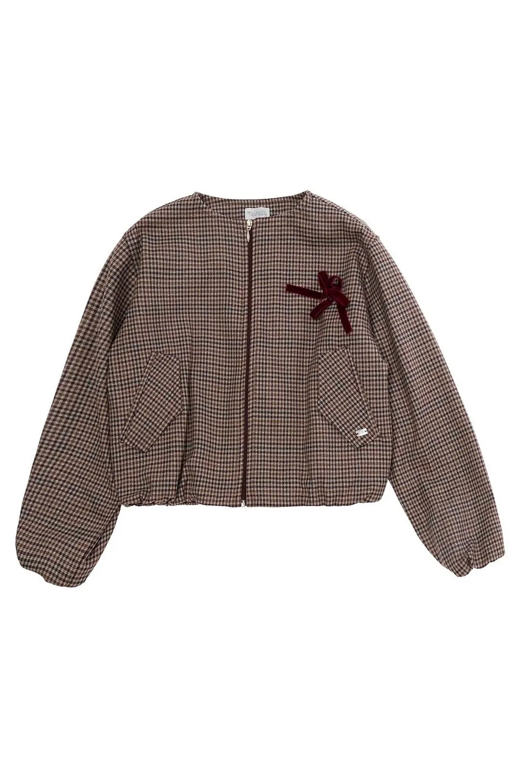 Checked Bow Bomber Jacket