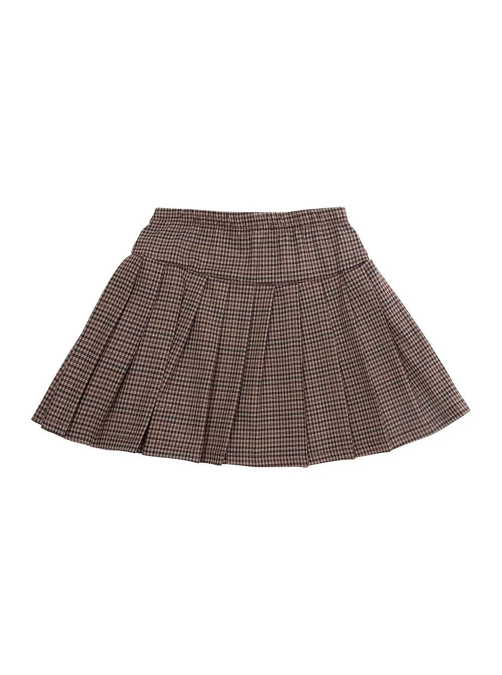 Pleated Houndstooth Skirt