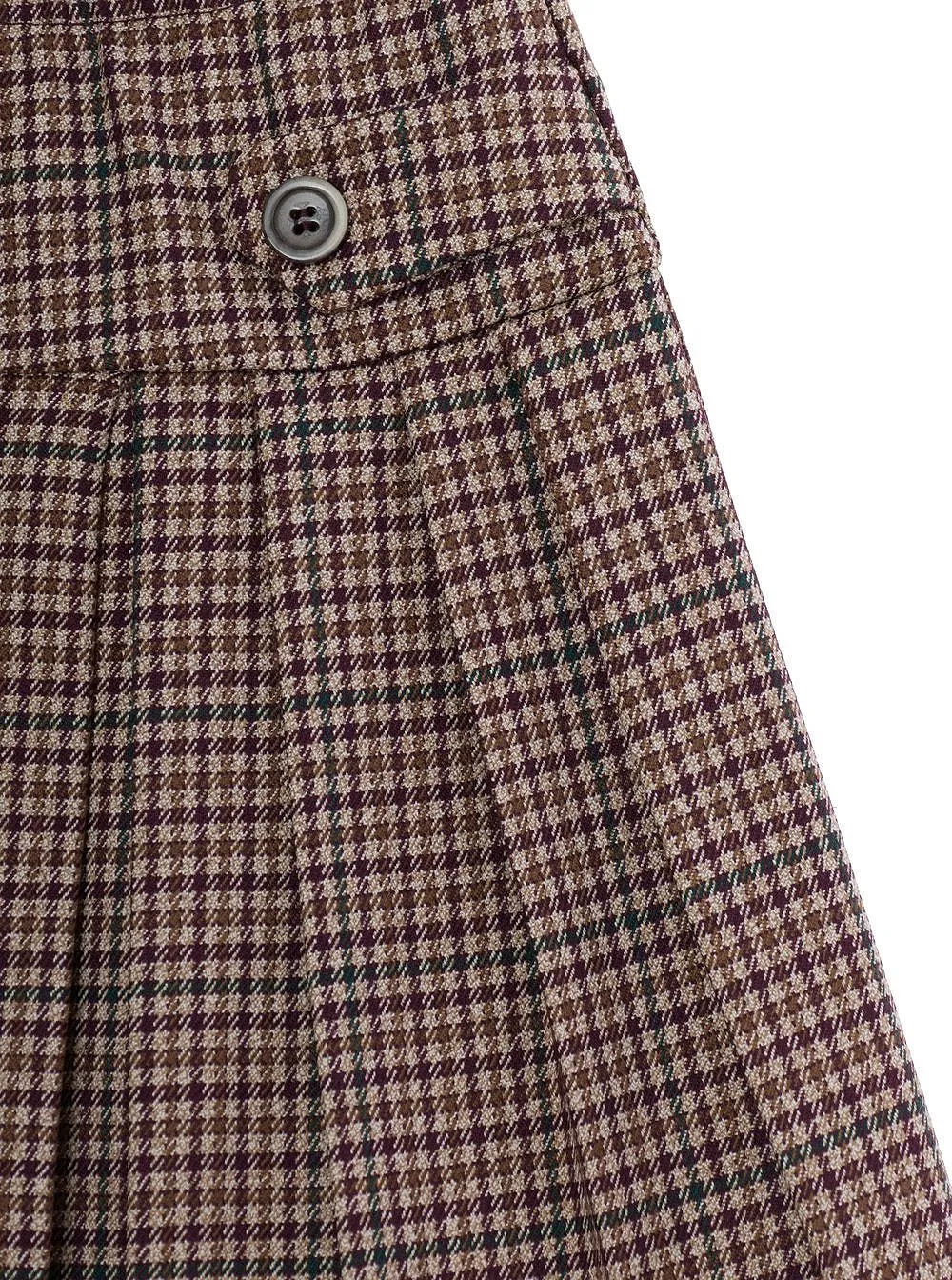 Pleated Houndstooth Skirt