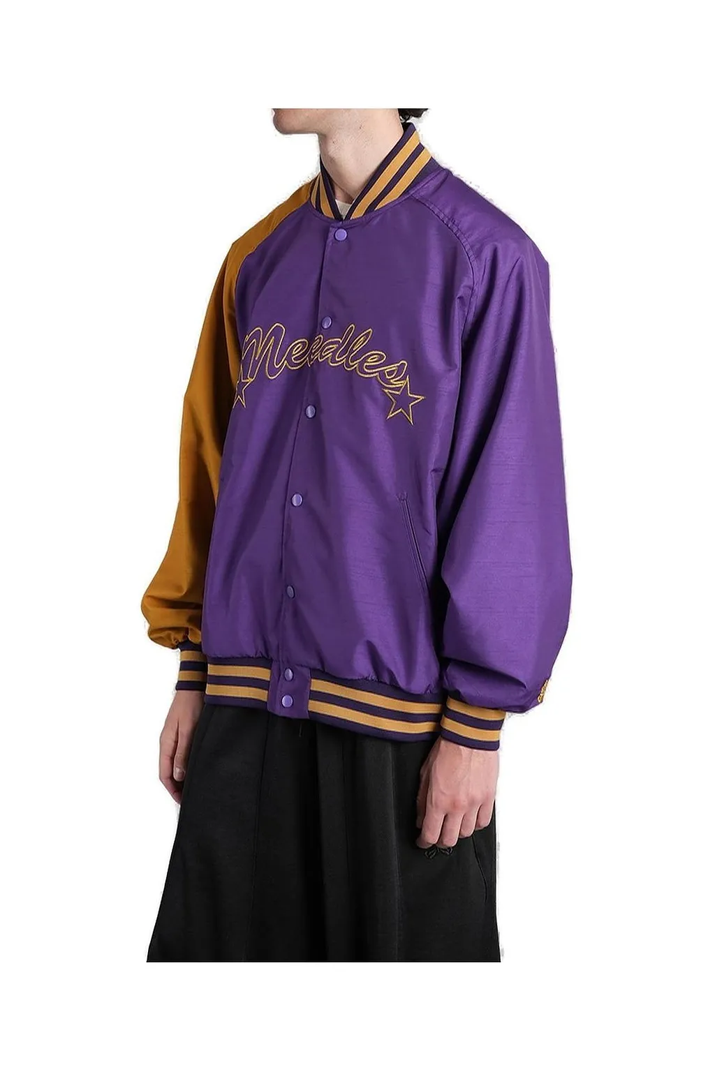 Needles Logo Embroidered Button-Up Bomber Jacket