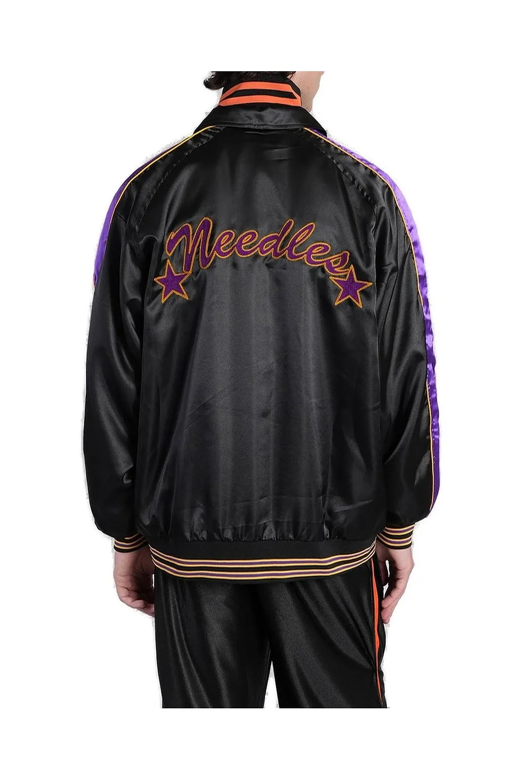 Needles Logo Embroidered Zipped Stadium Jacket