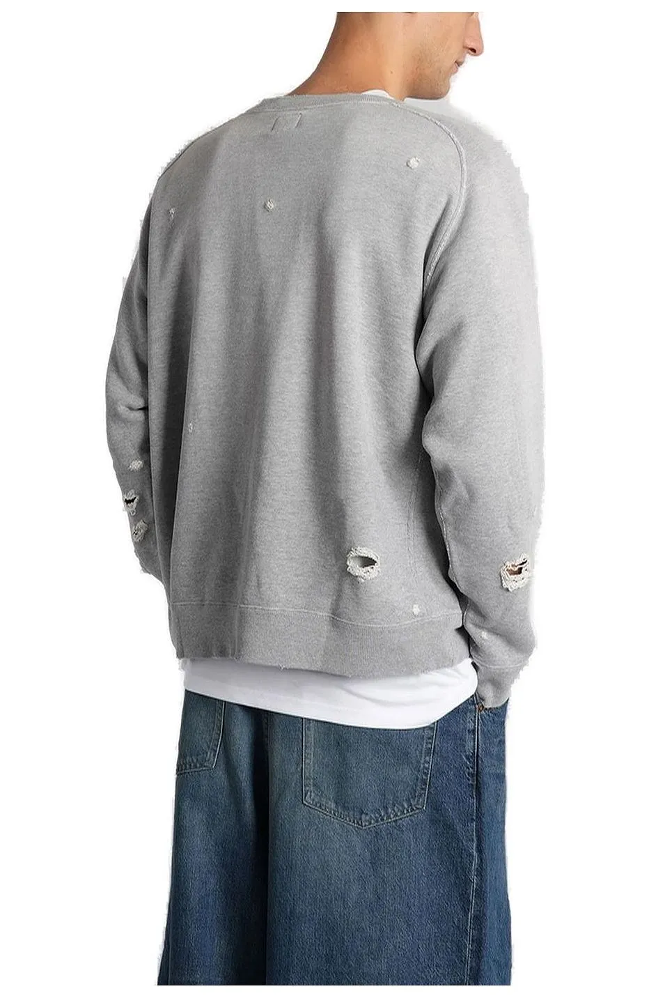 Logo Printed Distressed Sweatshirt