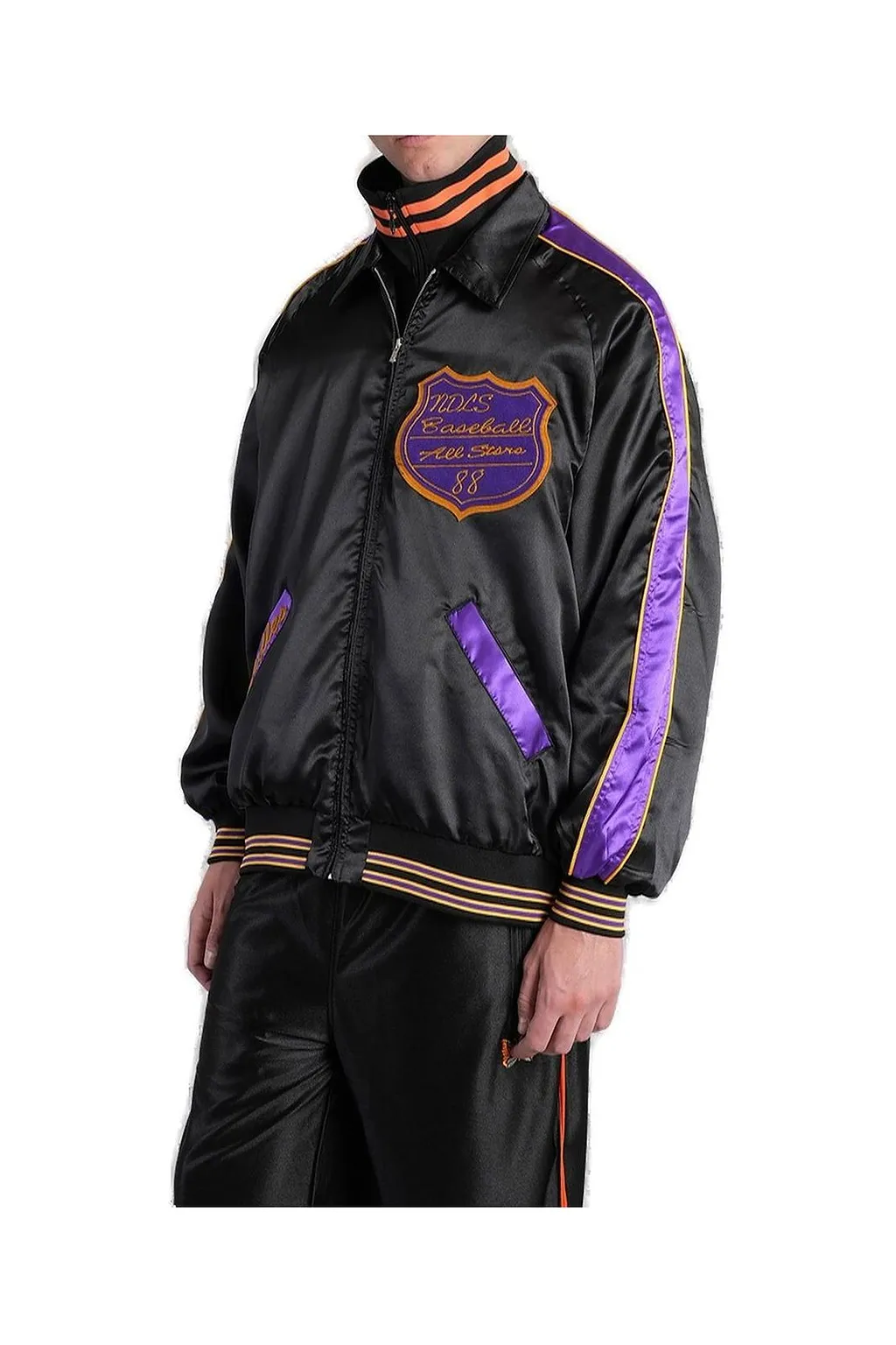Needles Logo Embroidered Zipped Stadium Jacket
