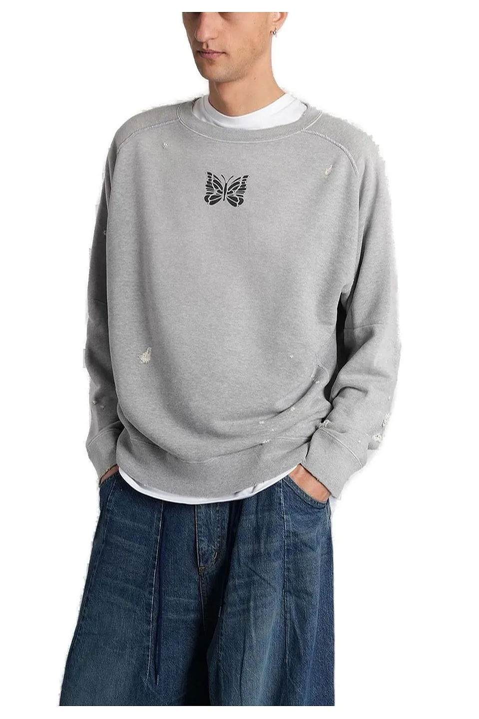 Logo Printed Distressed Sweatshirt