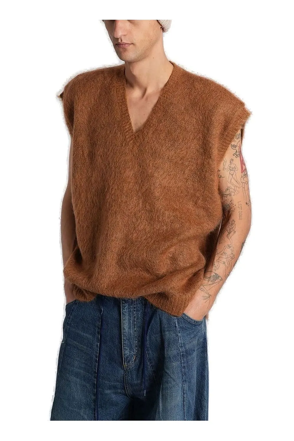 Needles V-Neck Knitted Vest