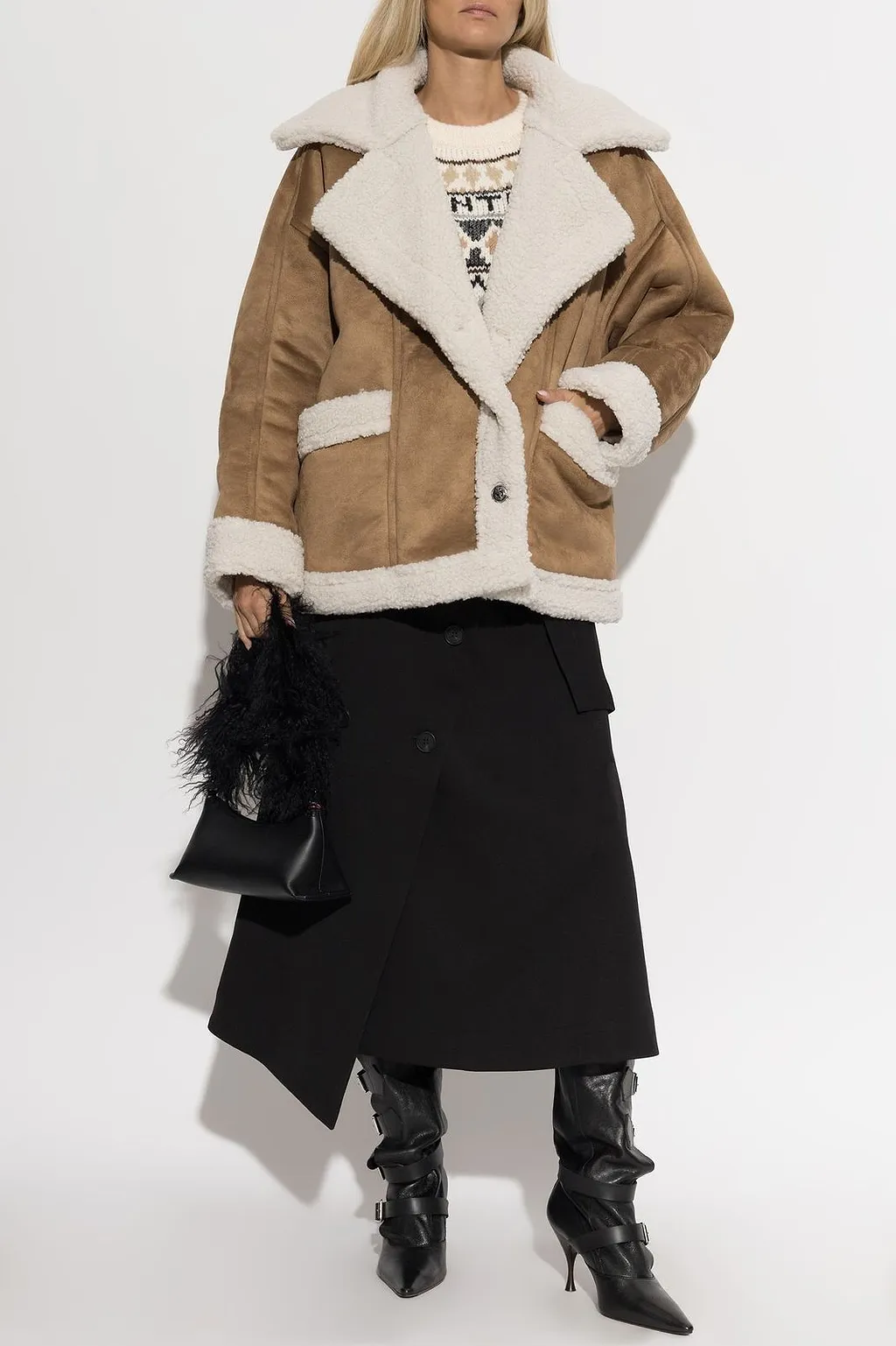 Valter Shearling Trim Coat