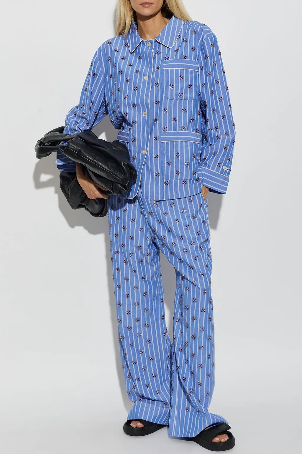 Munthe Vintager Embellished Striped Shirt
