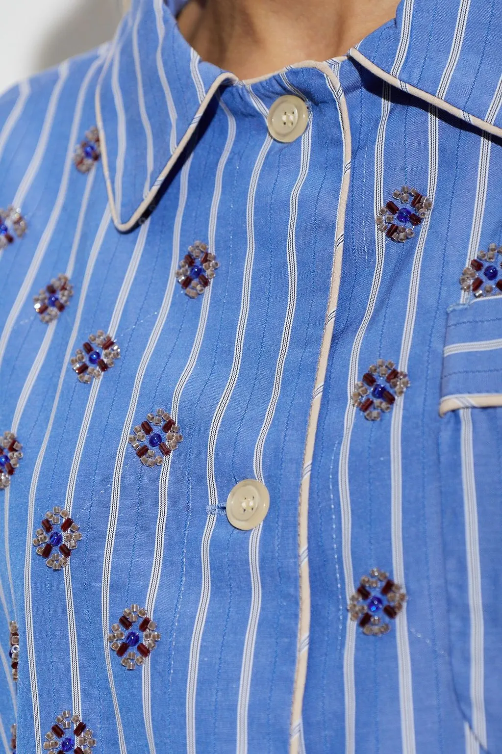 Munthe Vintager Embellished Striped Shirt