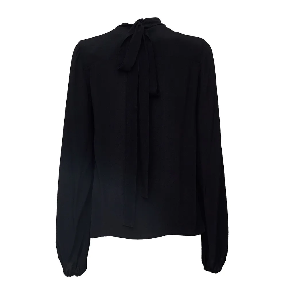 Bow-Neck Long-Sleeve Top