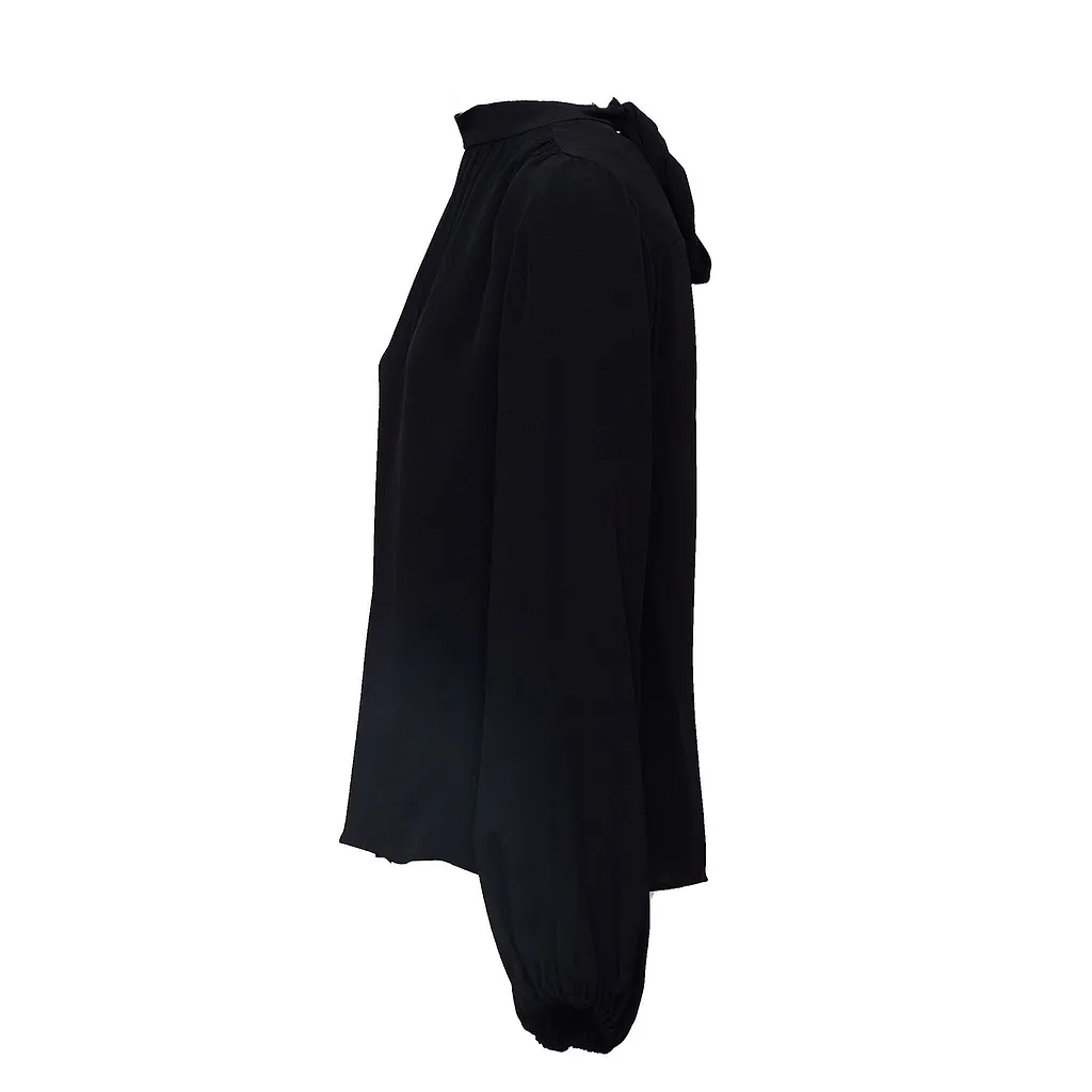 Bow-Neck Long-Sleeve Top