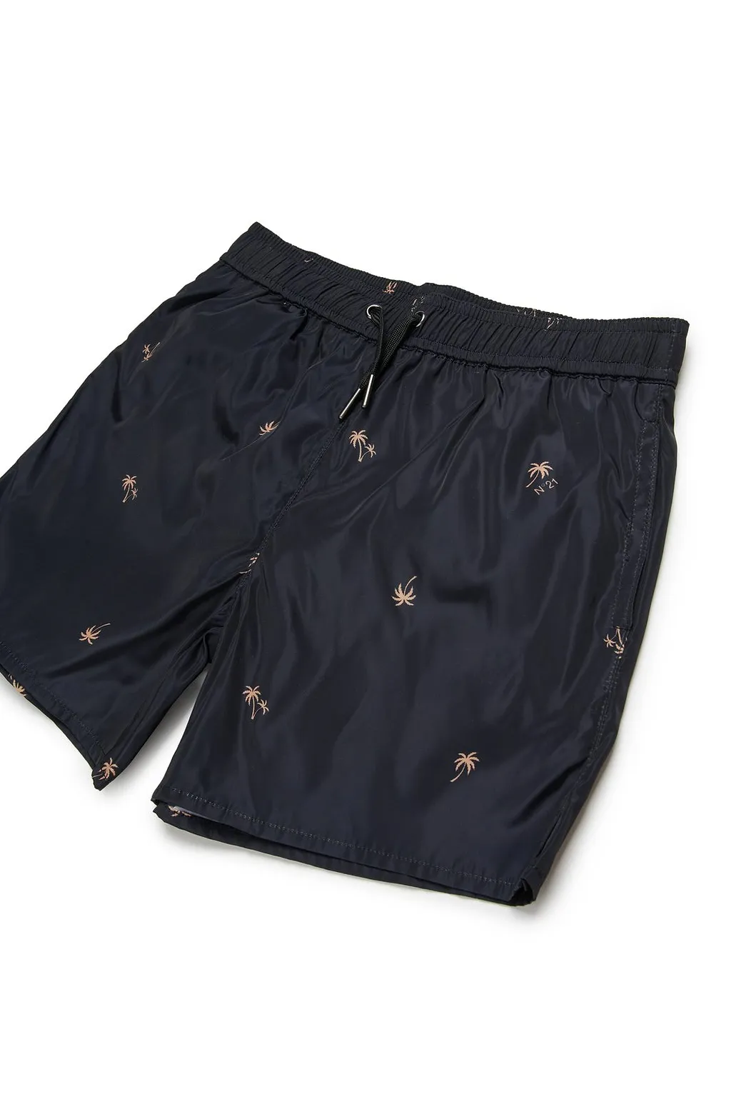 N°21 Kids Allover Palm Printed Drawstring Swim Shorts