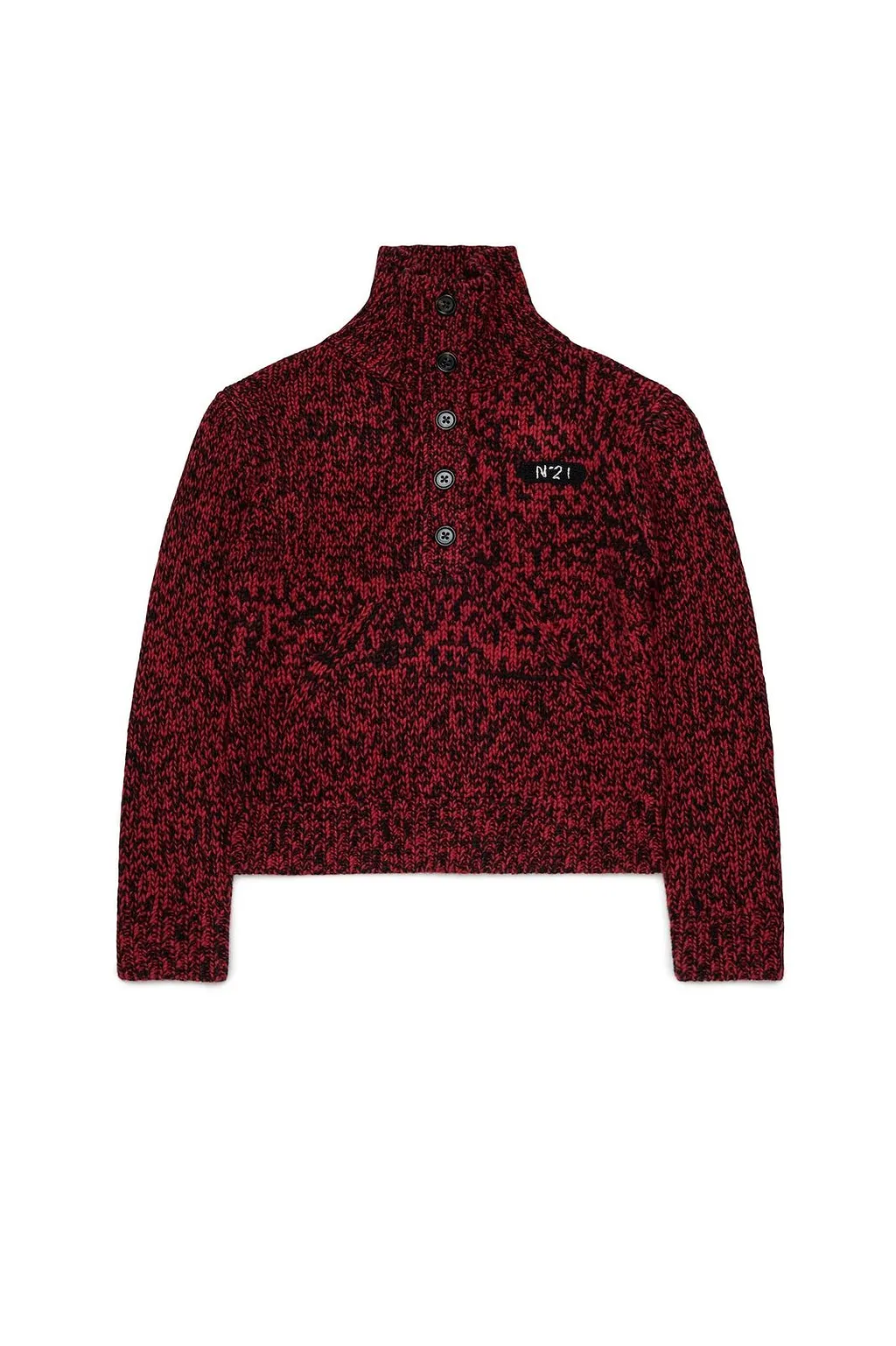 N°21 Kids Buttoned High Neck Knitted Sweater