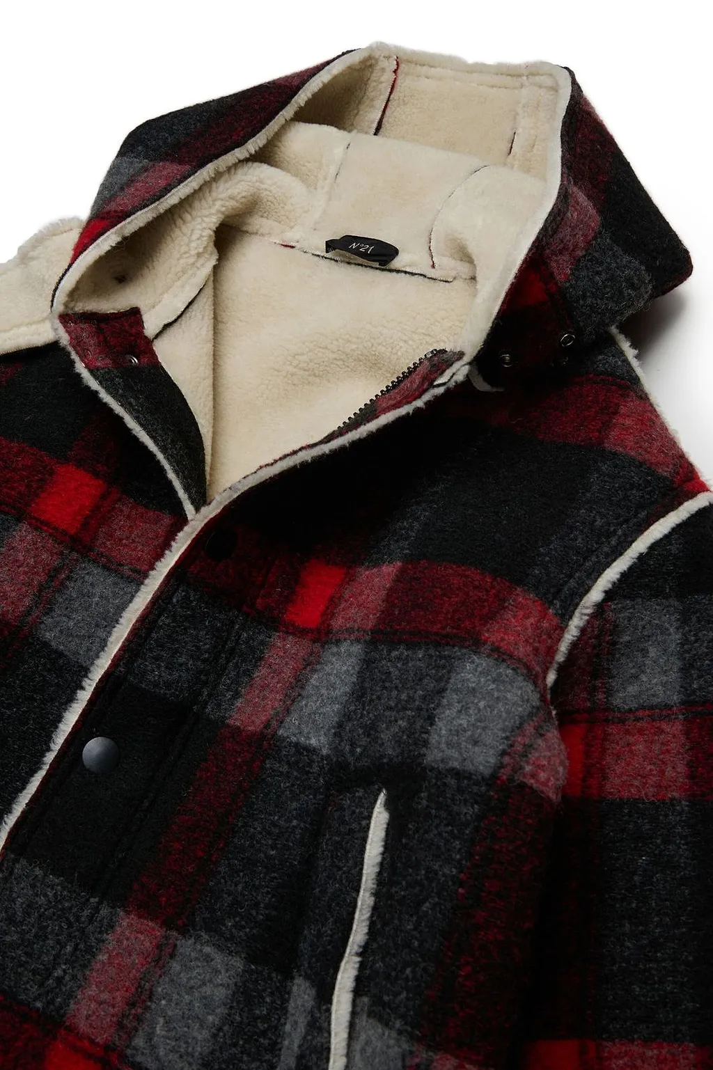 N°21 Kids Checked Hooded Coat