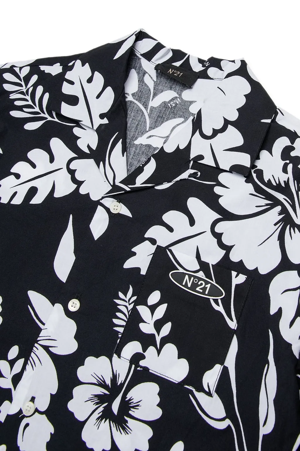N°21 Kids Floral Printed Short-Sleeved Shirt