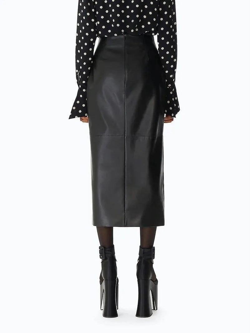 Nina Ricci Buttoned Leather Midi Skirt