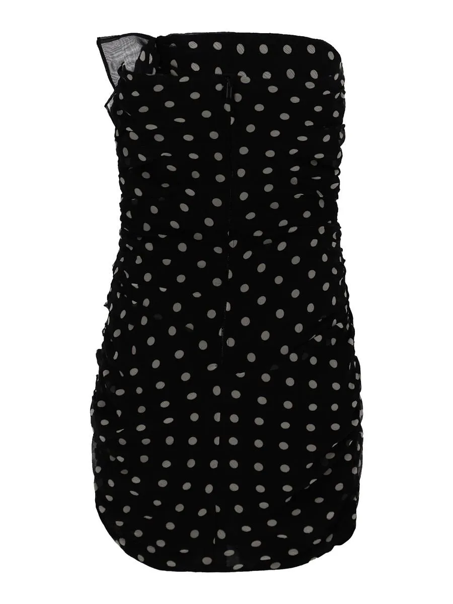 Nina Ricci Ruched Polka-Dot Mini Dress
