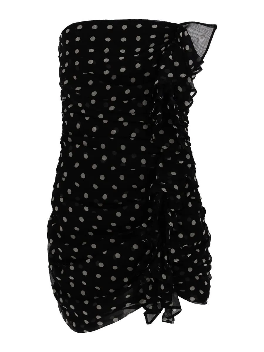 Nina Ricci Ruched Polka-Dot Mini Dress