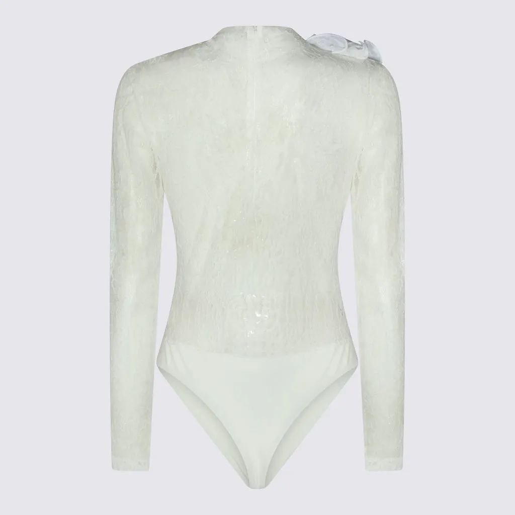 Nissa Lace Floral-Shoulder Bodysuit Top