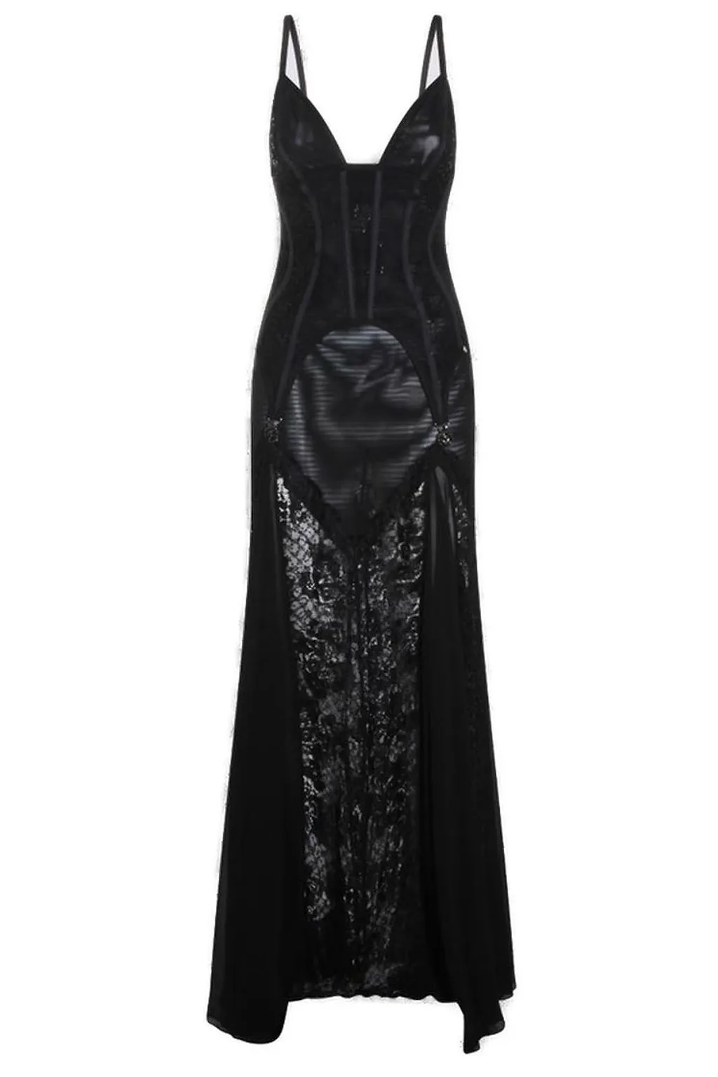 Nissa Lace-Panel Sleeveless Maxi Dress