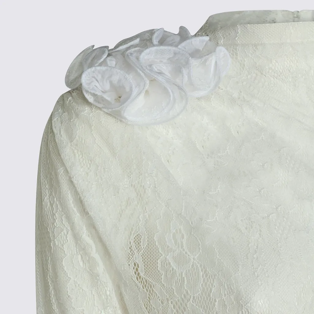 Nissa Lace Floral-Shoulder Bodysuit Top