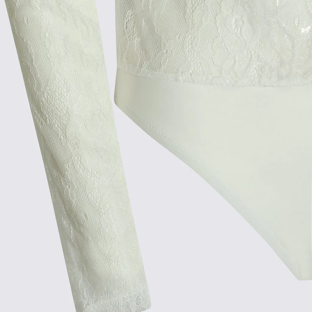 Nissa Lace Floral-Shoulder Bodysuit Top