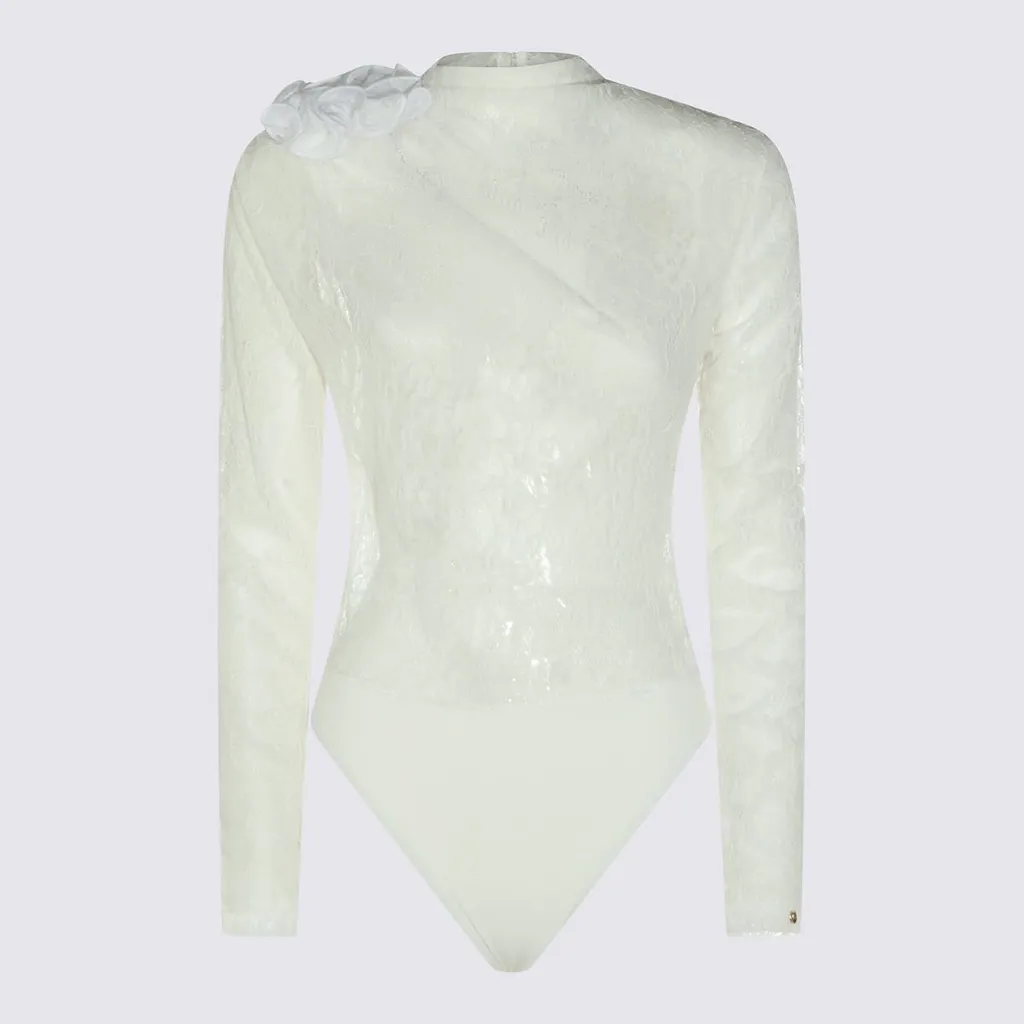Nissa Lace Floral-Shoulder Bodysuit Top