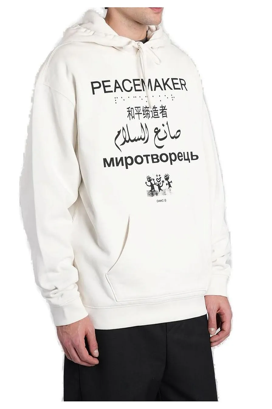 Oamc Peacemaker Graphic Printed Drawstring Hoodie
