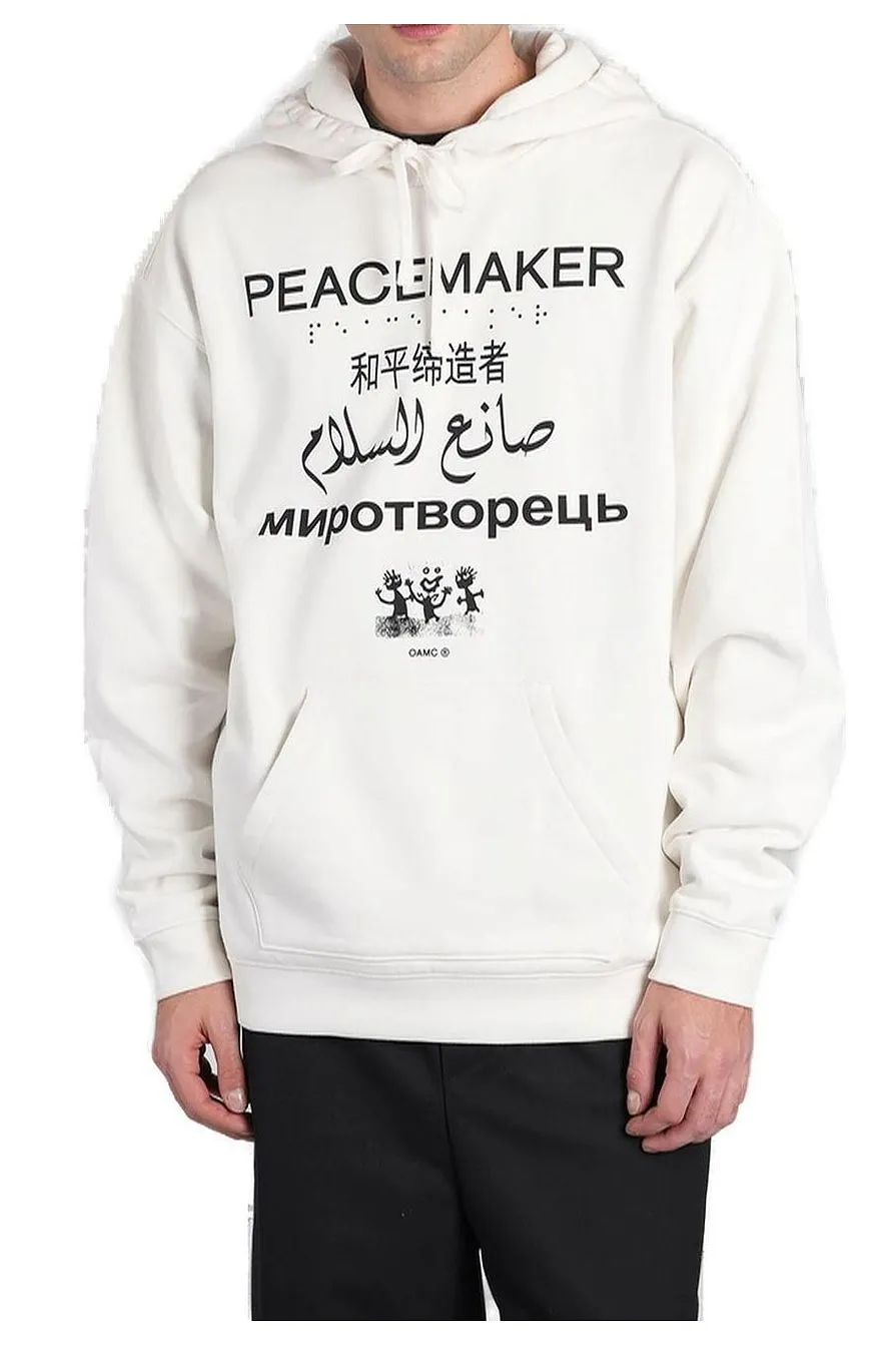 Oamc Peacemaker Graphic Printed Drawstring Hoodie