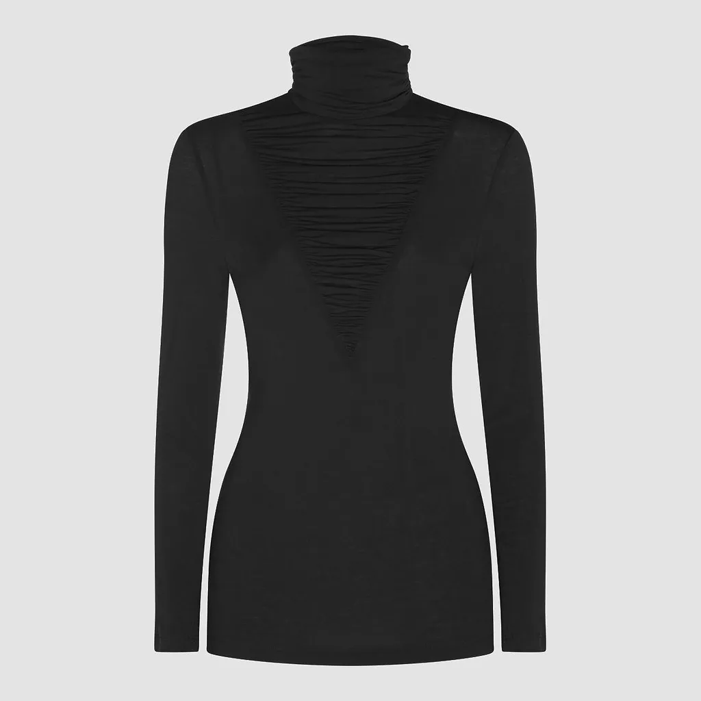 Nissa Ruched High Neck Top