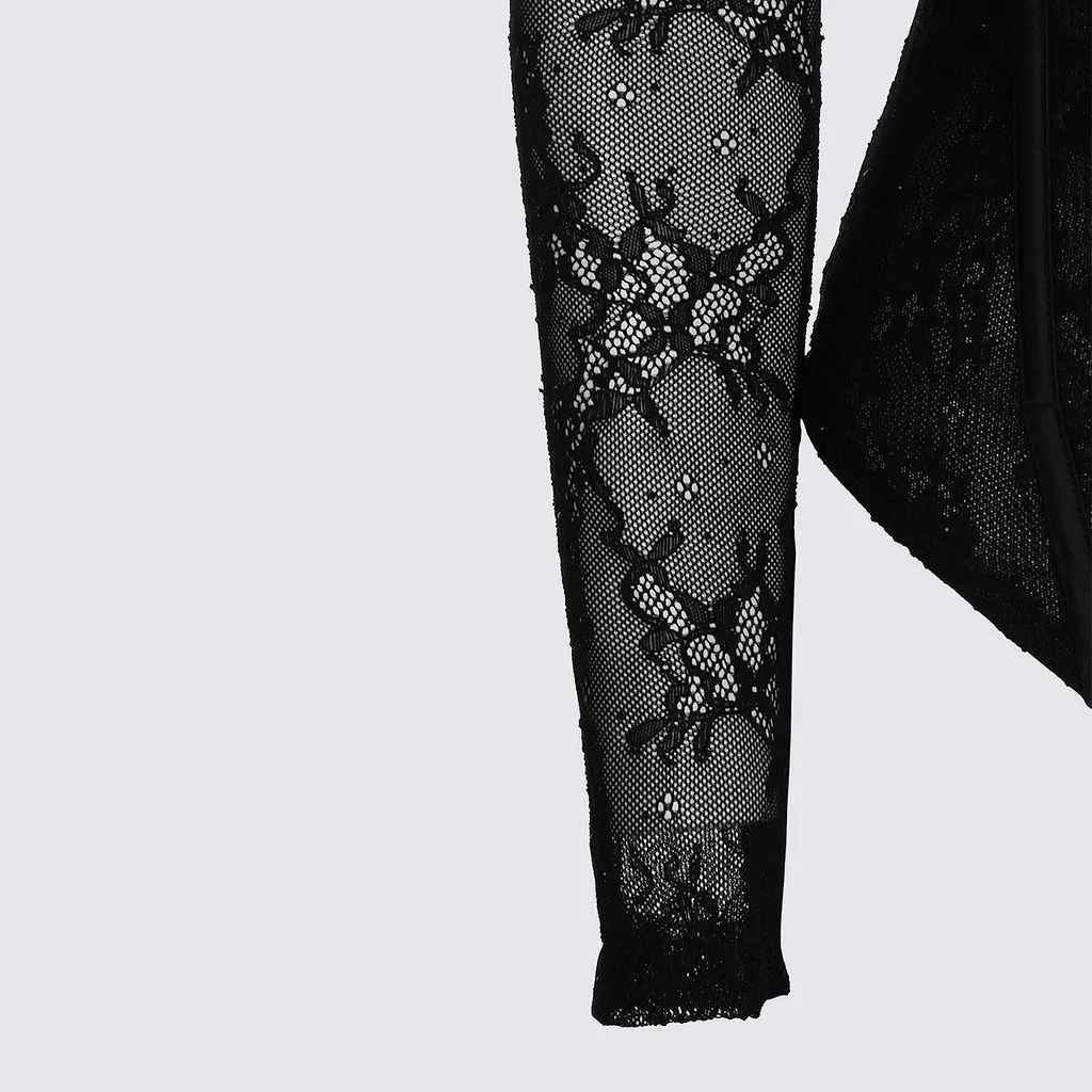 Sheer Lace Long-Sleeve Bodysuit
